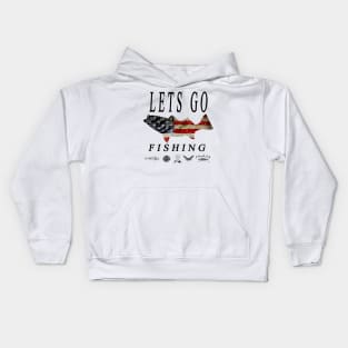 Lets go fishing American flag style Kids Hoodie